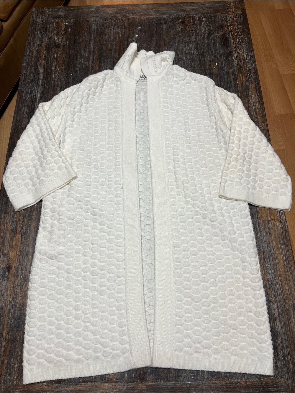 Vintage Cuddle Knit Women's Cream Textured Open-Front Knit Cardigan